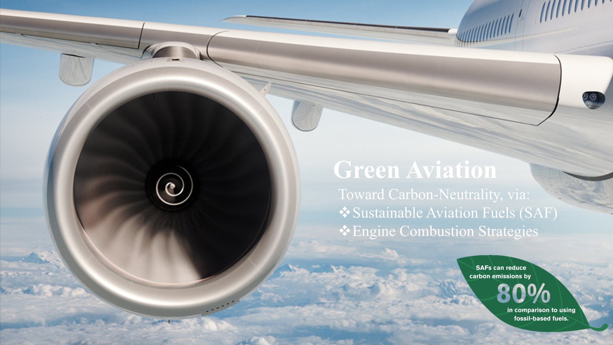 A major focus of UHPC-lab is to attack the bottleneck challenges hampering SAF implementation in air transportation, so as to facilitate green aviation and hence carbon neutraulity. Toward this, we focus on two important aspects that can bring instant carbon reduction across the entire aviation sector, namely SAF and SAF-based aeroengine technologies.